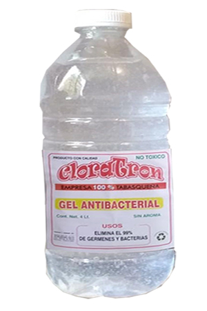 GEL ANTIBACTERIAL P/MANOS  4LT CLORATRON (SIN AROMA) BOTELLA