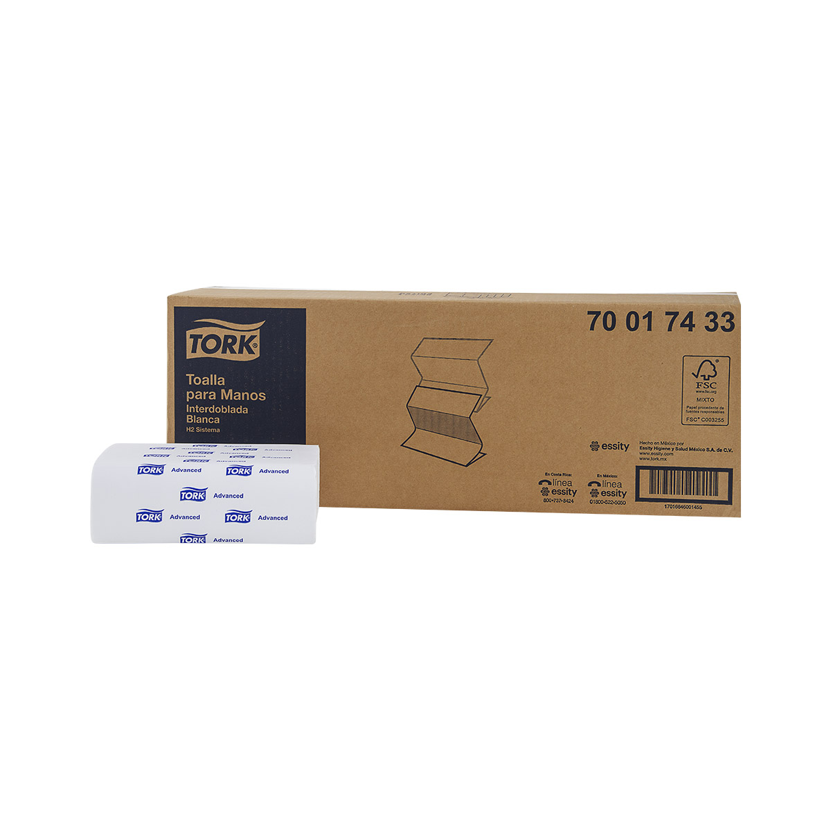 TOALLA P/MANOS INTERDOBLADA BCA.  C/250H TORK ADVANCED
