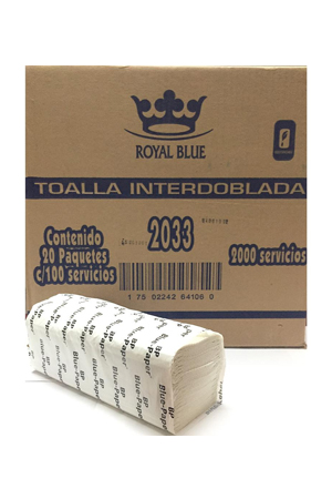 TOALLA P/MANOS INTERDOBLADA C/100H ROYAL 641060 MOD-2033