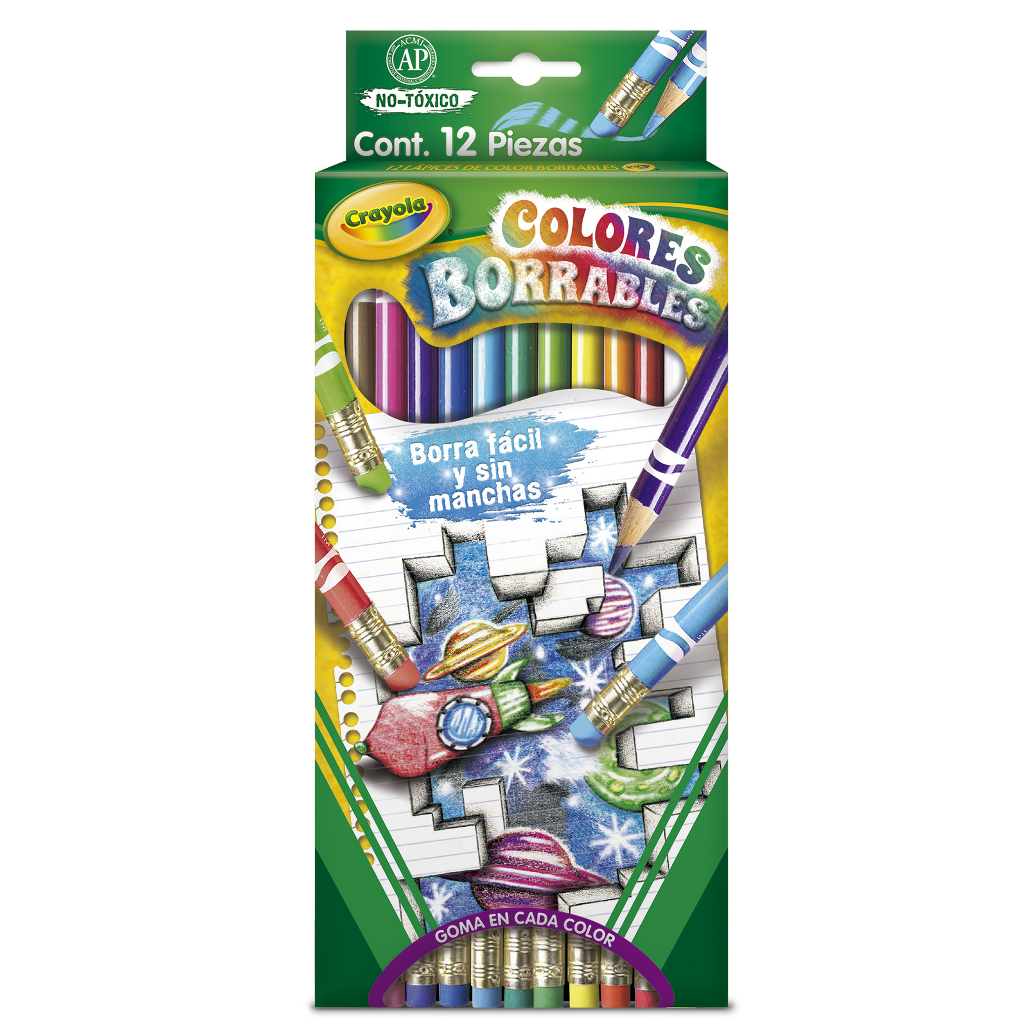 LAPIZ DE COLOR C/12 LARGOS     BORRABLES