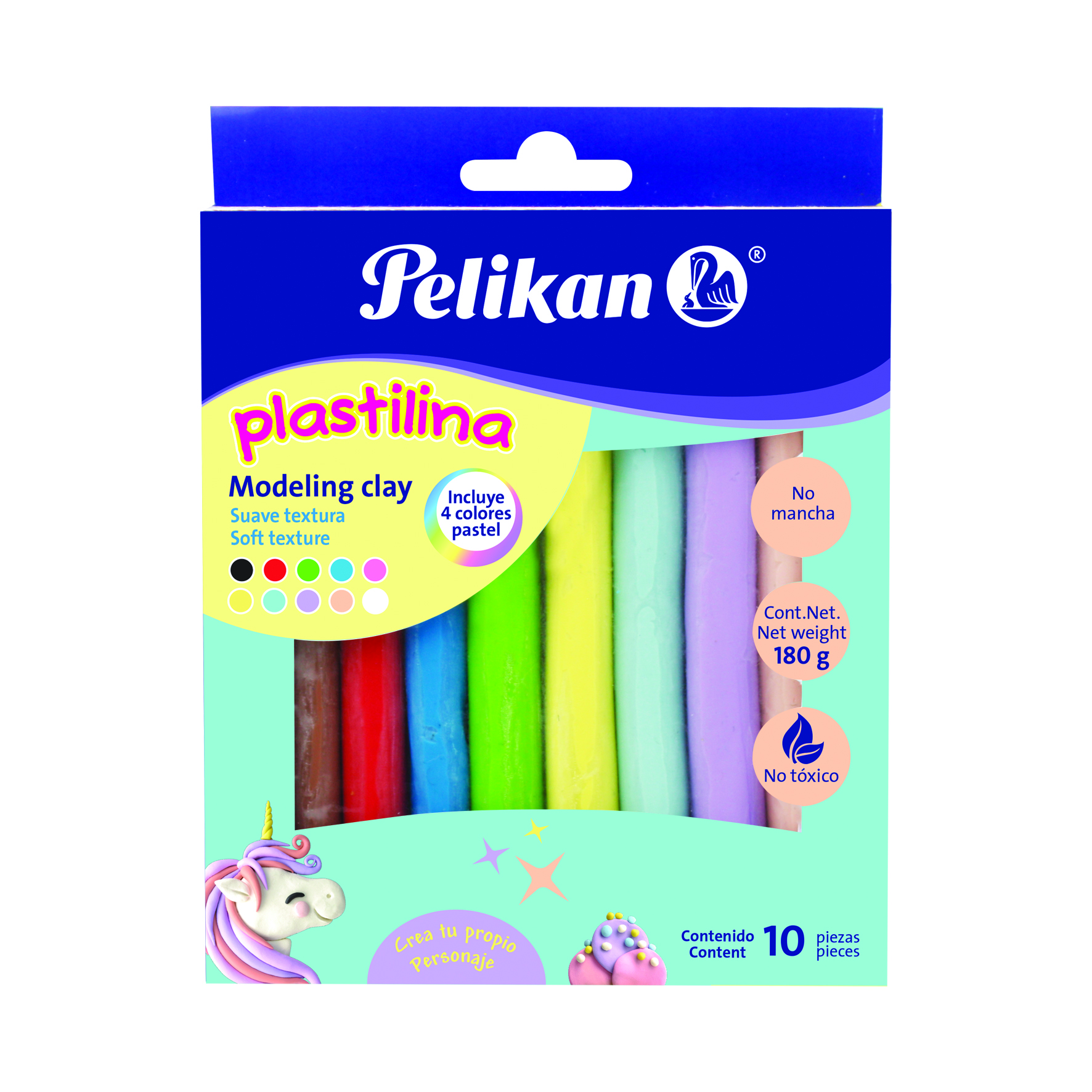 PLASTILINA BARRA C/10 COL.PASTEL PELIKAN