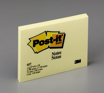 BLOCK POST-IT 657 3X4  100H AMAR.     3M 660665 MC900173204