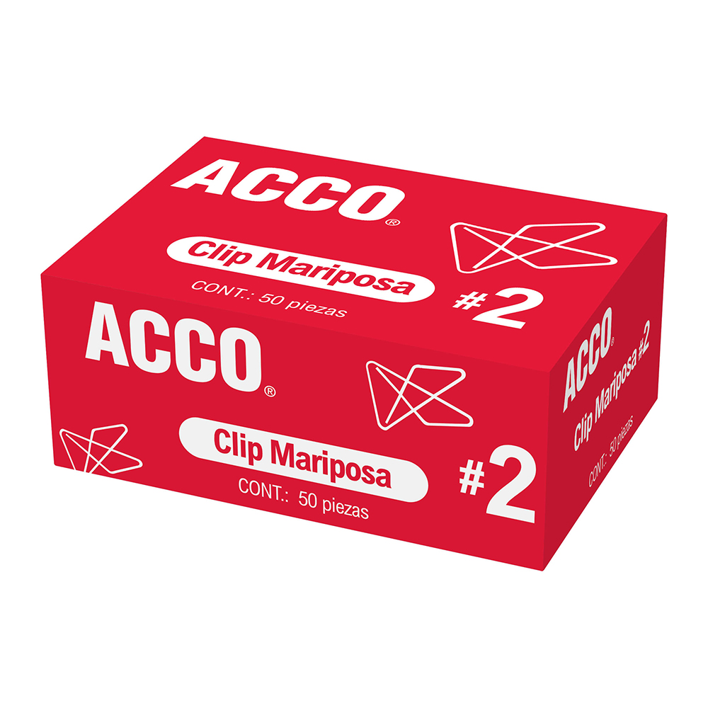 CLIP MARIPOSA INOXIDABLE  #2 C/050  ACCO