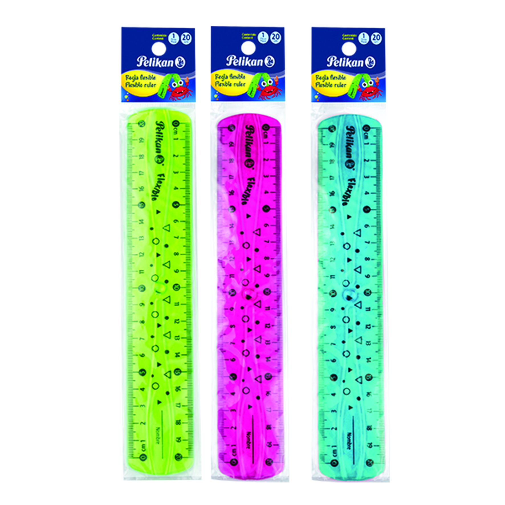 REGLA ESC.PLAST. 20CMS FLEXIBLE  PELIKAN 005135 TRES DIFERENT