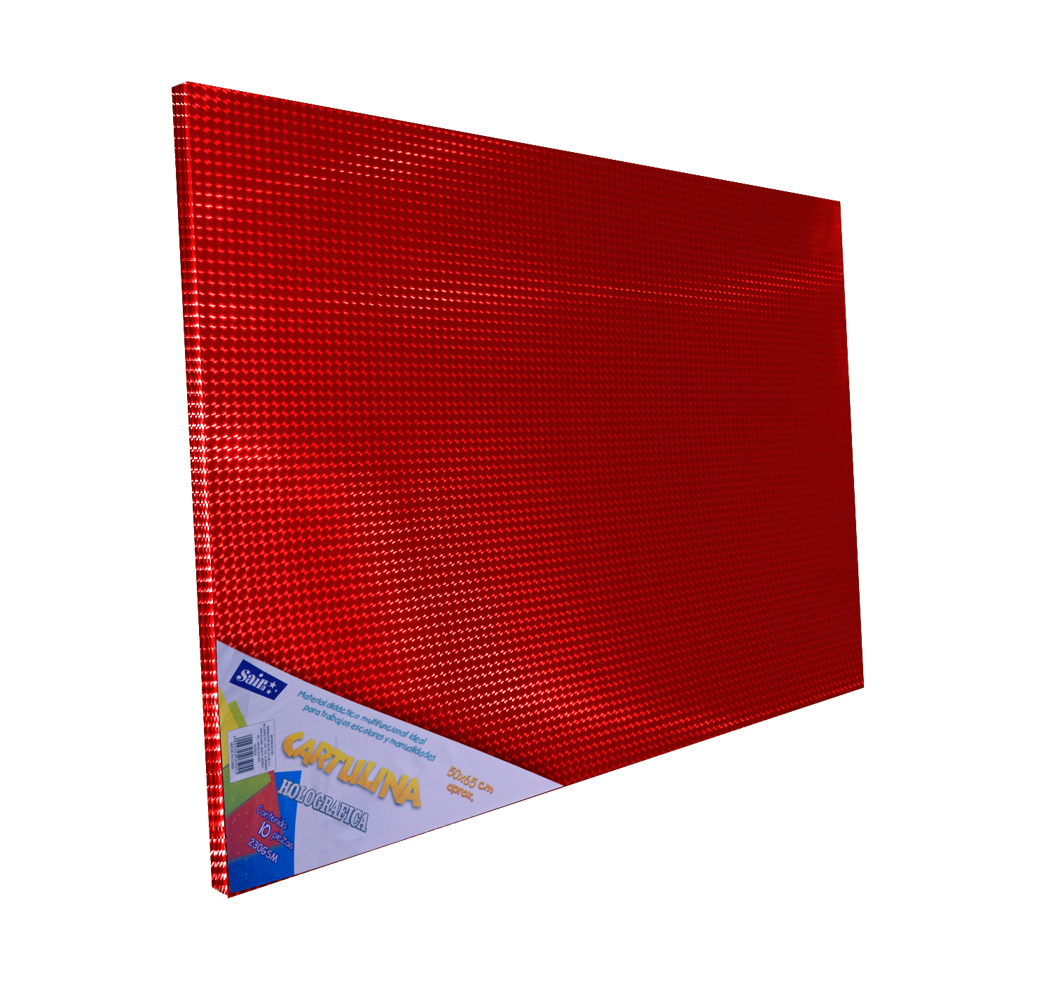 CARTULINA HOLOG.50X65CM C/10 ROJO  SAIRA 065048