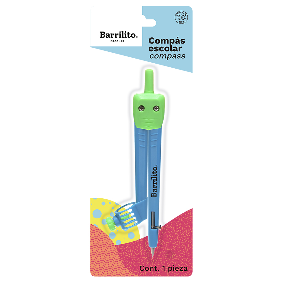 COMPAS ESCOLAR DE PLASTICO 190BB BARRILI 975366 CON PUNTA RET