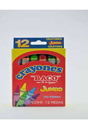 CRAYON JUMBO C/12 COLORES           BACO