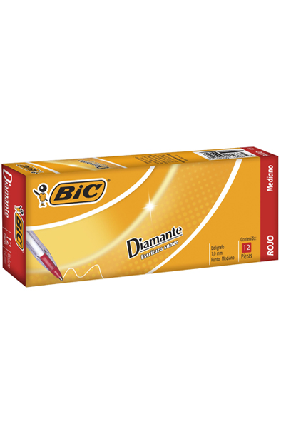 BOLIGRAFO MED. DIAMANTE  ROJO   C/12 BIC