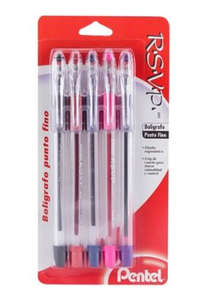 BOLIGRAFO MED. RSVP SURT. C/GRIP  PENTEL BK91CRT-M