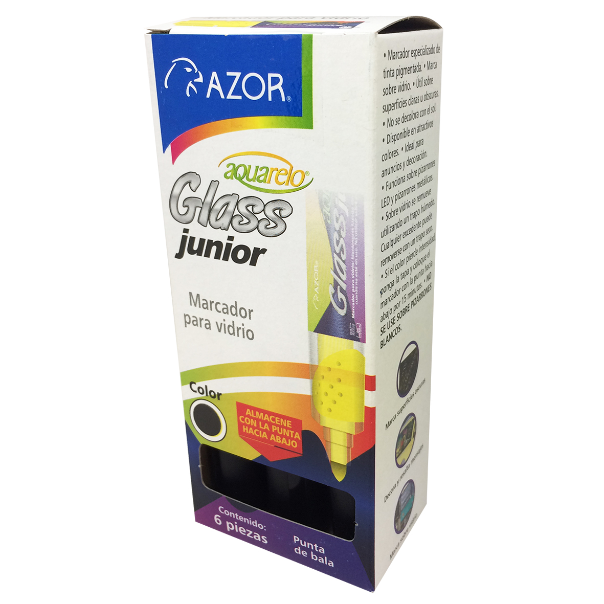 MARCADOR P/CRISTAL NGO  AQUARE.GLASS JR.