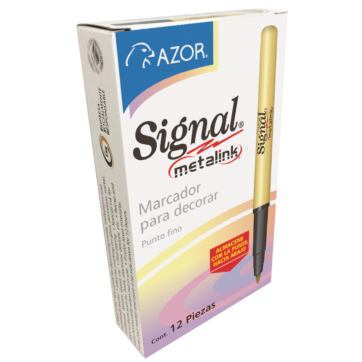 MARCADOR PERMANENTE METAL.BCO C/12  AZOR