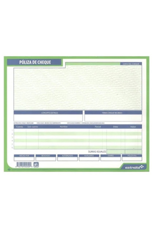 BLOCK 1011 CHEQ.POLIZA 1/2 CTA.25JG ESTR