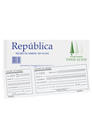 BLOCK RECIBO DE DINERO  100H PINOS ALTOS