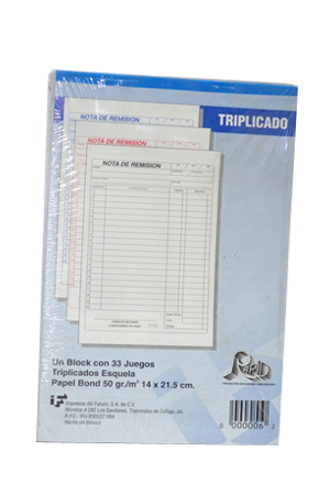 BLOCK REMISION 1/4 TRIPLICAD.72H SELECTO