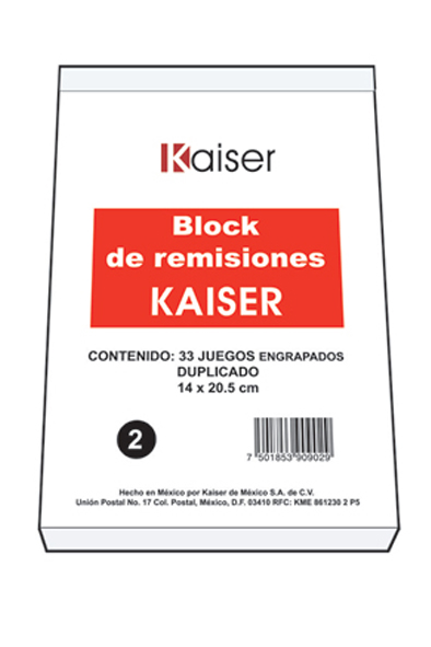 BLOCK REMISION ESQ DUPLICADO 66H  KAISER 909029 B2