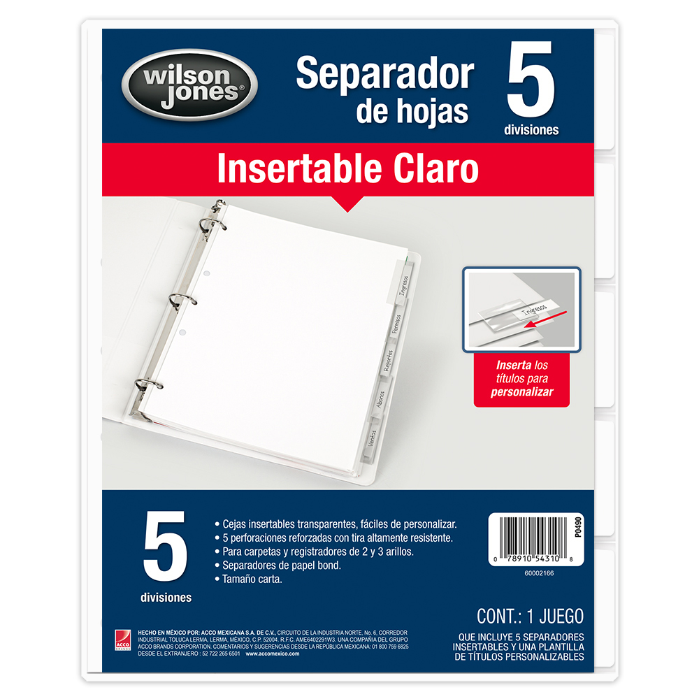 SEPARADOR CTA.IND.ACET.CLAR.C/5 WJ IR-13