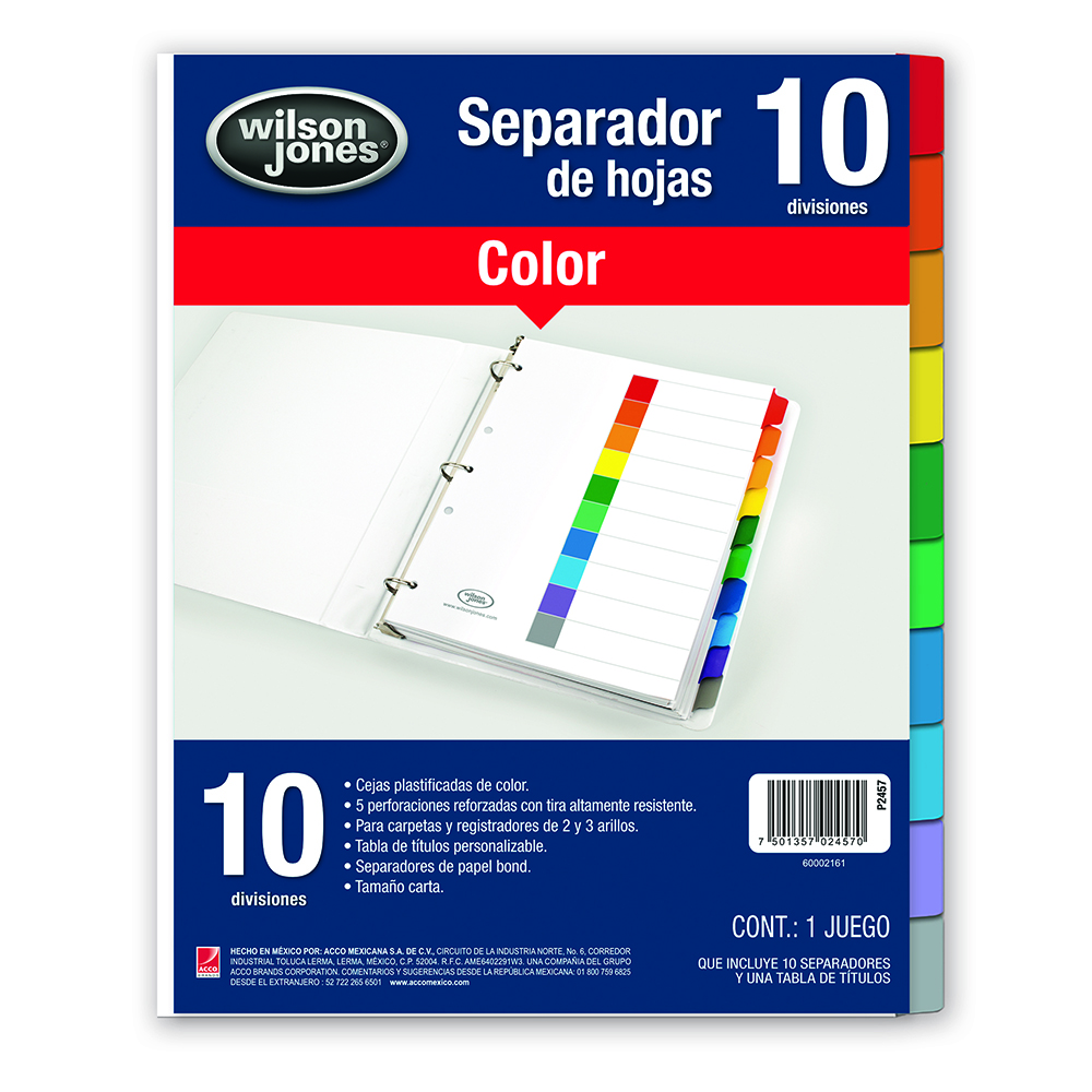 SEPARADOR CTA.INDEX      BCO 1-10  P2457