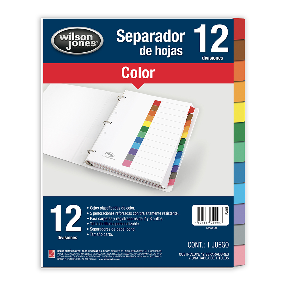 SEPARADOR CTA.INDEX      BCO 1-12  P2458
