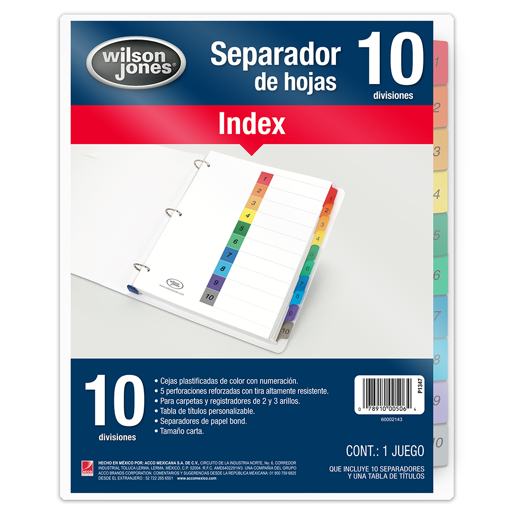SEPARADOR CTA.INDEX      NUM 1-10  P1347