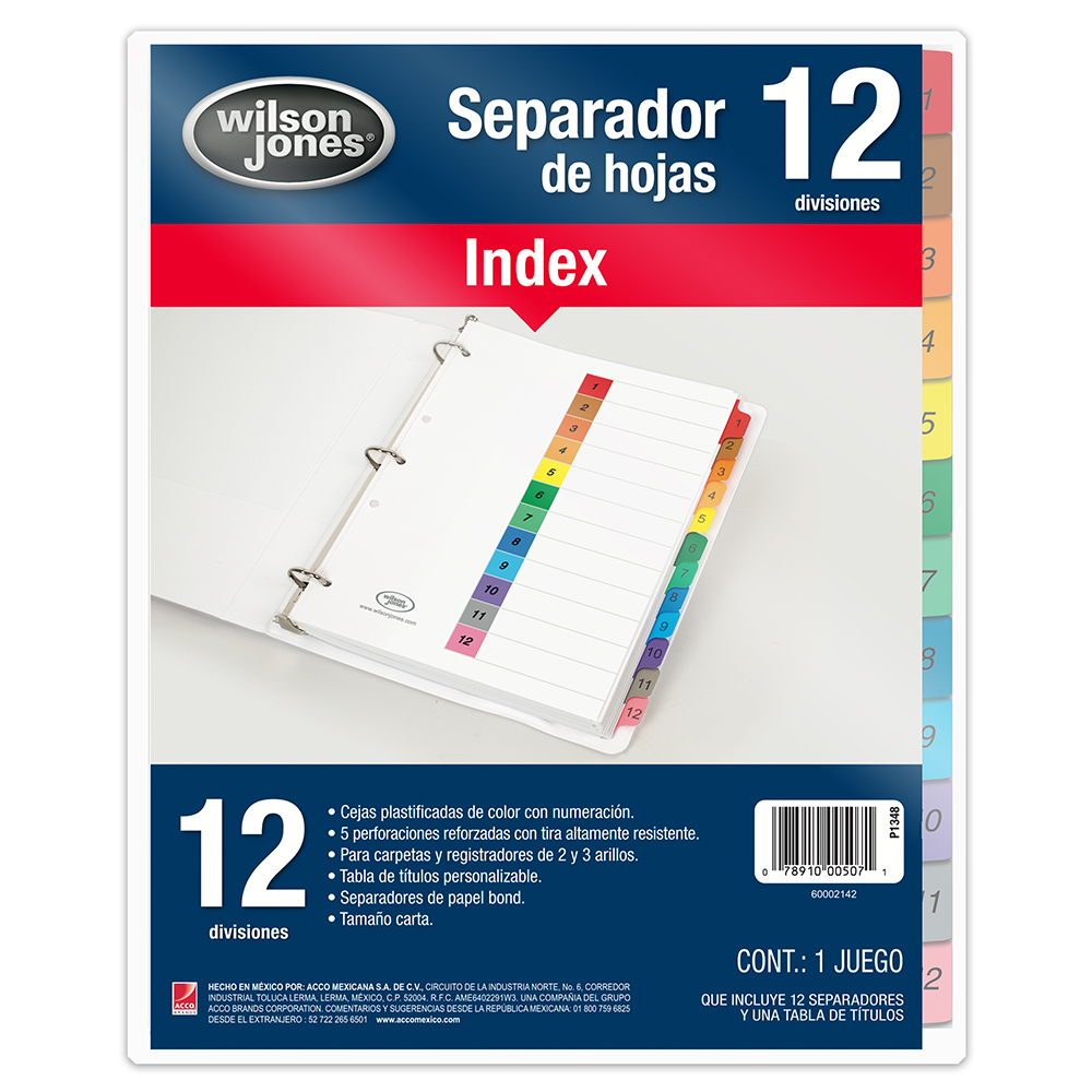 SEPARADOR CTA.INDEX      NUM 1-12  P1348