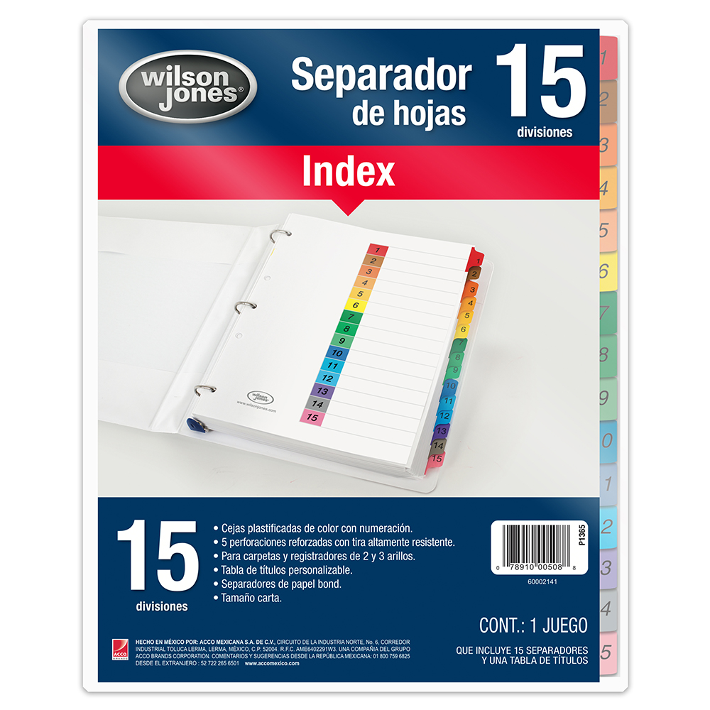 SEPARADOR CTA.INDEX      NUM 1-15  P1365