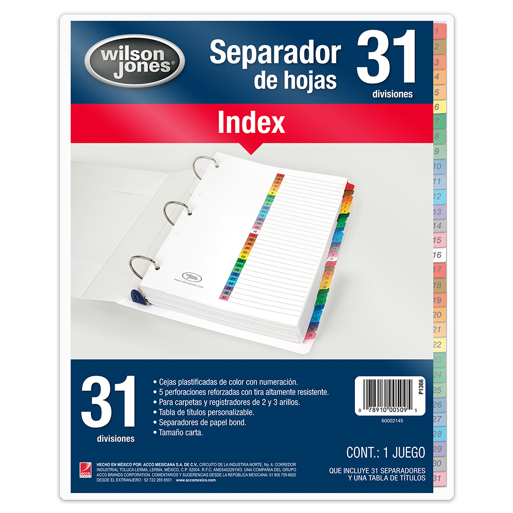 SEPARADOR CTA.INDEX      NUM 1-31  P1366