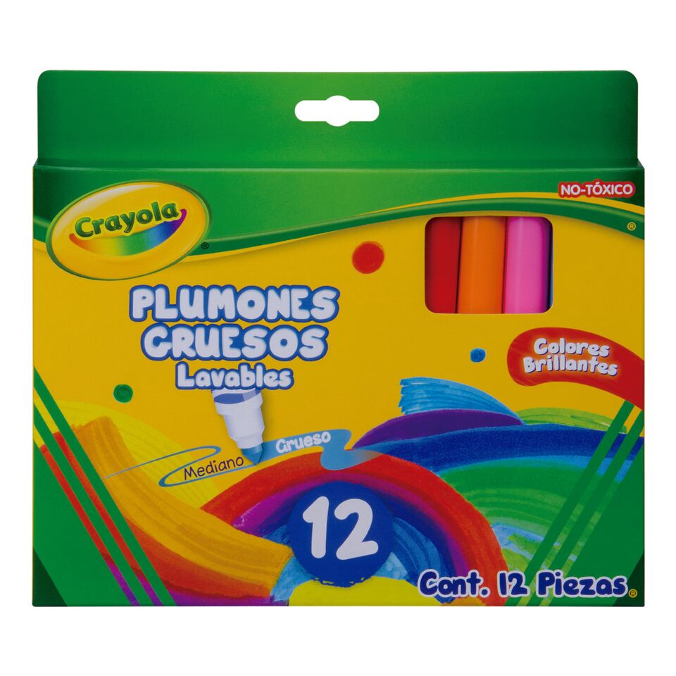 MARCADOR AGUA LAVABLE CRAYOLA C/12 COL.
