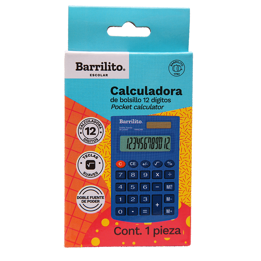 CALCULADORA BOLSILLO 12 DIG.7995 BARRILI 979951 7995CBB DOBLE