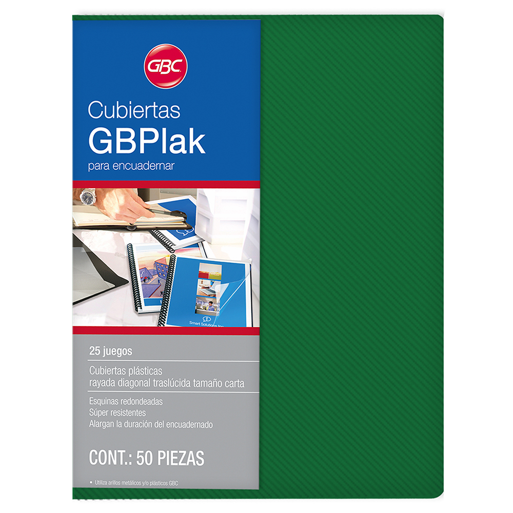 PASTA CTA.PLAST.VERDE       ESTRIADO GBC 035521 25JGS 14PTS P