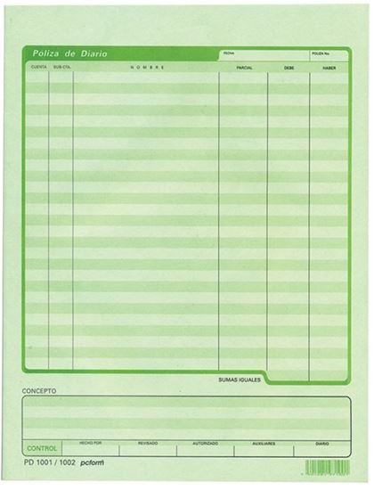 BLOCK 1001 POLIZA DE DIARIO T/C 50H EURO 723047 EUROFORMAS (E
