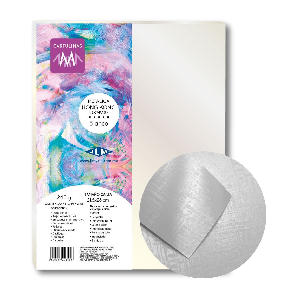 CARTULINA CTA RELIEVE BLANCO      C/100H 2054-5-02 JLM 216GR