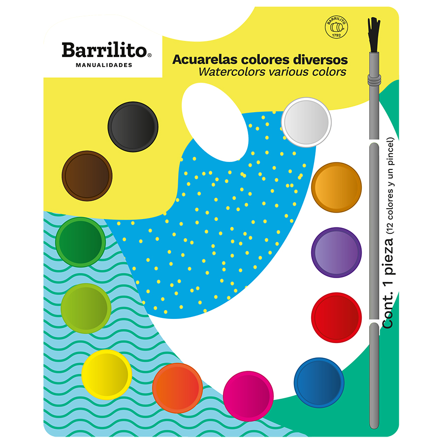 ACUARELA C/12 C/PINCEL AC12E   BARRILITO 974802  C/PINCEL