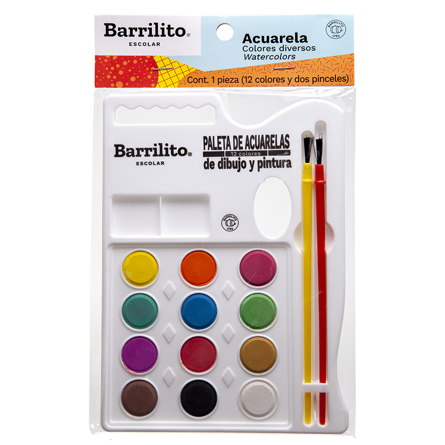 ACUARELA C/12 C/2 PINCEL ACP12 BARRILITO