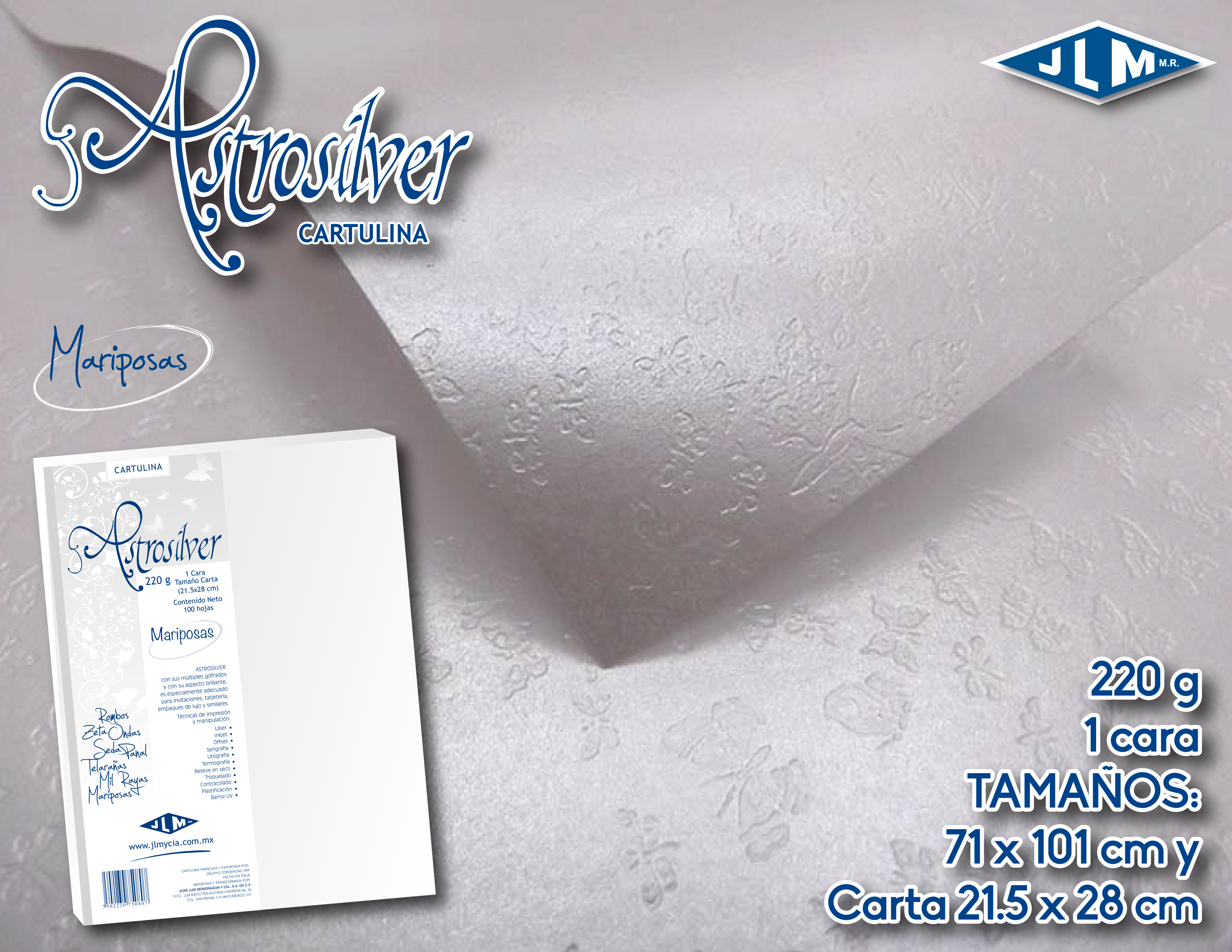 CARTULINA CTA ASTROSILV MARIPOSAS C/100H 750807 2040-2-03 JLM