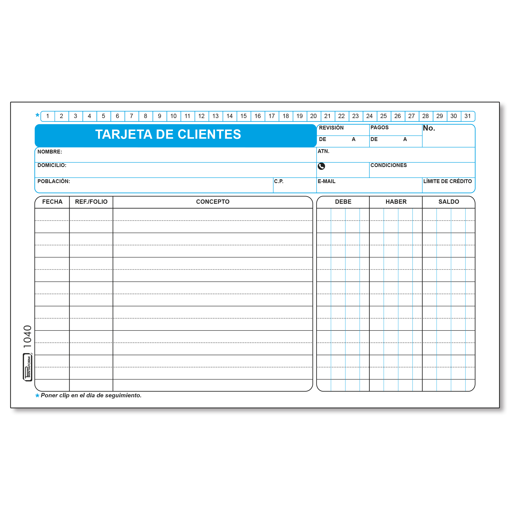 BLOCK 1040 TARJETAS DE CLIENT.050T.PRINT 103040