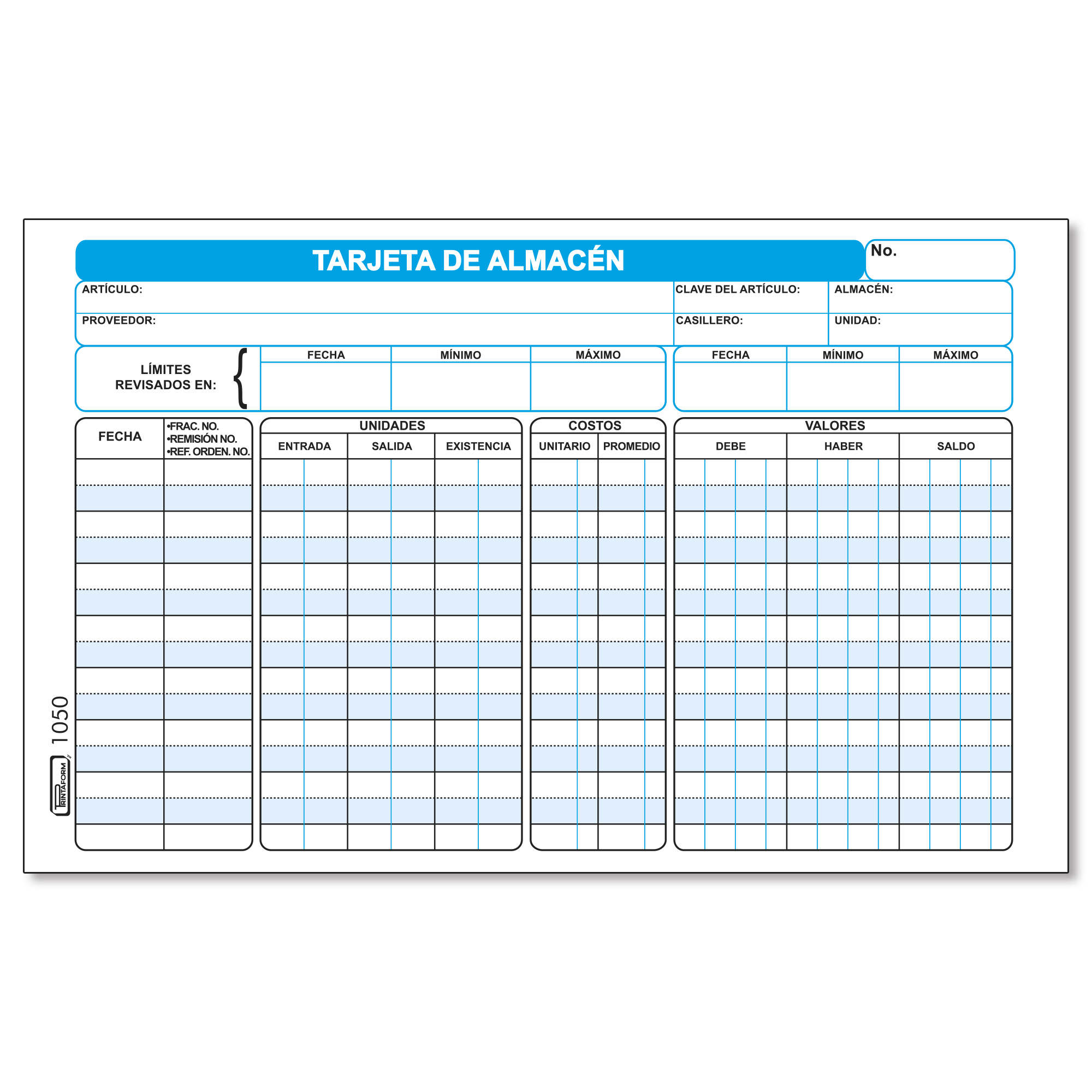 BLOCK 1050 TARJETA DE ALMACEN 050T PRINT 103125