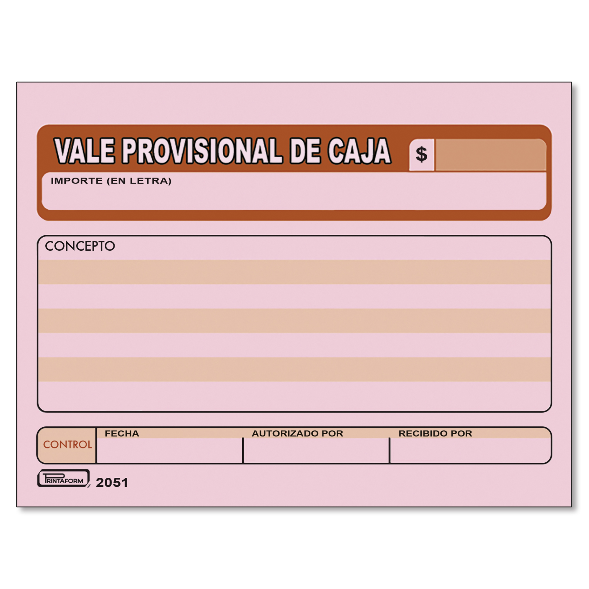 BLOCK 2051 VALE PROVISION.D'CAJA PRINTAF 101367 50H