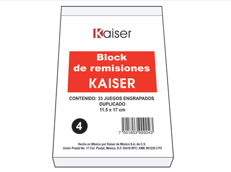 BLOCK REMISION 1/4 DUPLICADO 66H  KAISER 909043 B4