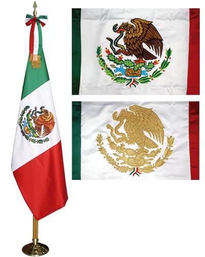 BANDERA DE MEXICO RASO #  1 C/25 PZA     C/ASTA Y PERILLA 7X1