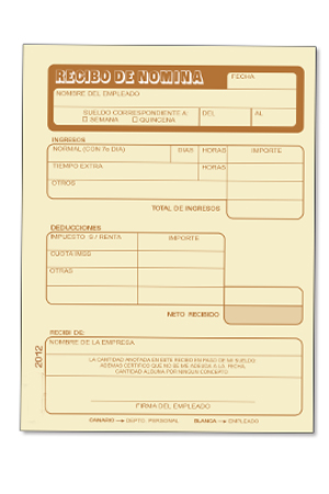 BLOCK 2012 RECIBO DE NOMINA 25JG DUP.DIP 495374 RN-50 50H PAP