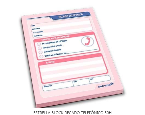 BLOCK 2061 RECADO TELEFONICO 50H ESTRELL 001381 0138 PROD.DES