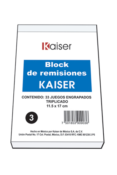 BLOCK REMISION 1/4 TRIPLICAD.99H  KAISER 909036 B3