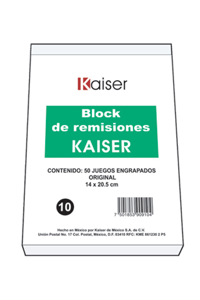 BLOCK REMISION ESQ ORIGINAL 50H   KAISER 909104 B10