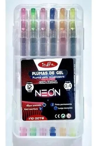 BOLIGRAFO P.F. GEL NEON AZL  C/12  INDRA 023232 IND-0152A