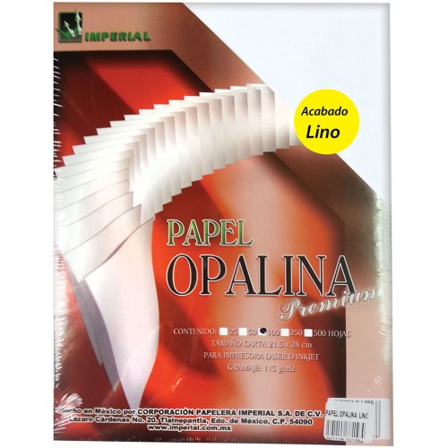 CARTULINA OPALINA T/C LINO BCA 100H IMPE