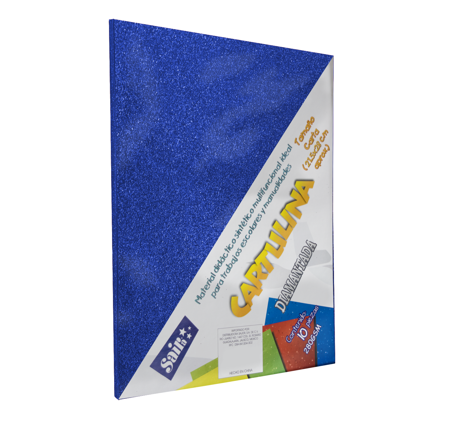 Z CARTULINA C/DIAMAN.CARTA C/10 AZ R.SAI 152098 280GR AZUL RE