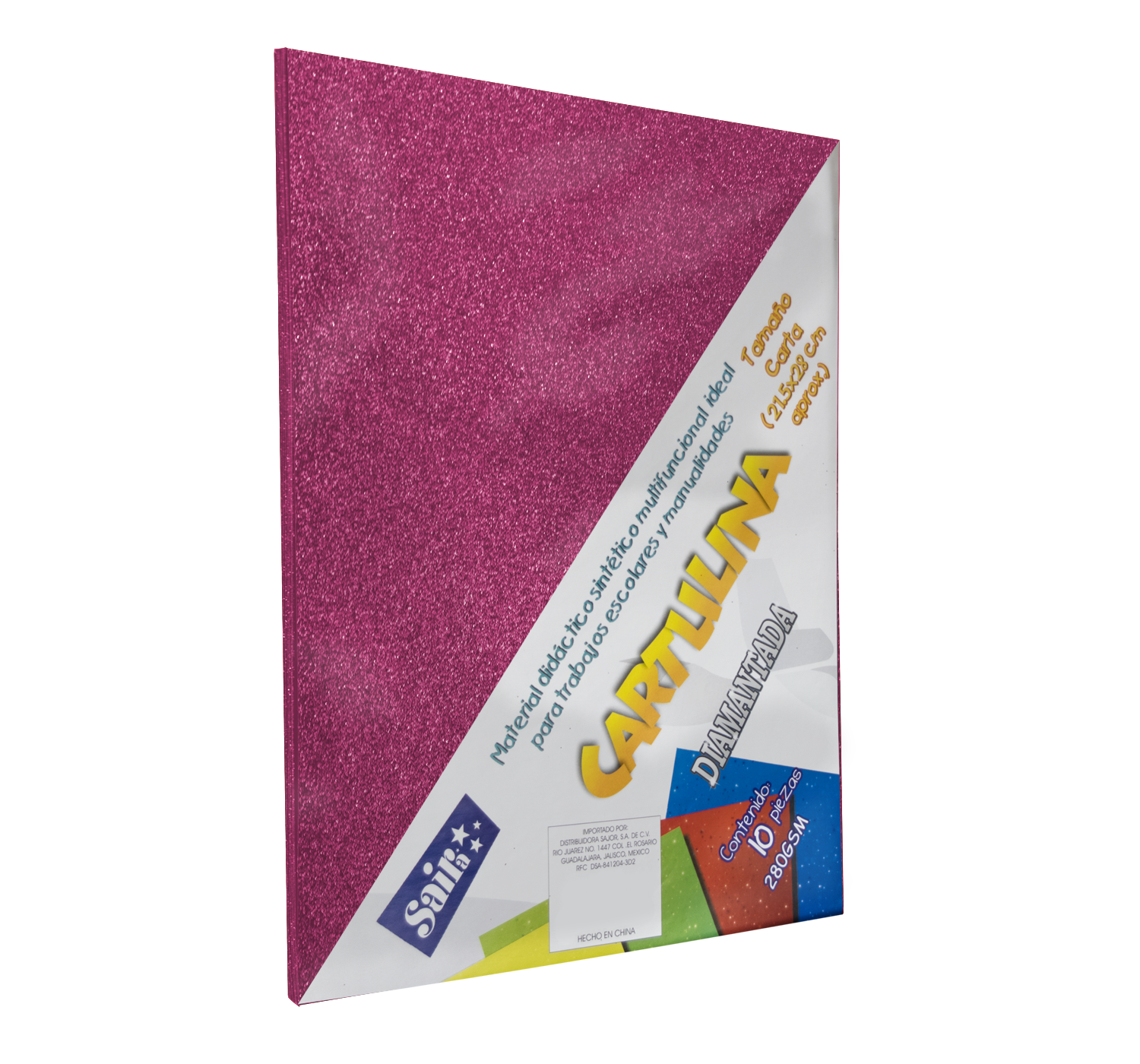 CARTULINA C/DIAMAN.CARTA C/10 FUCS.SAIRA 152050 280GR FUCSIA