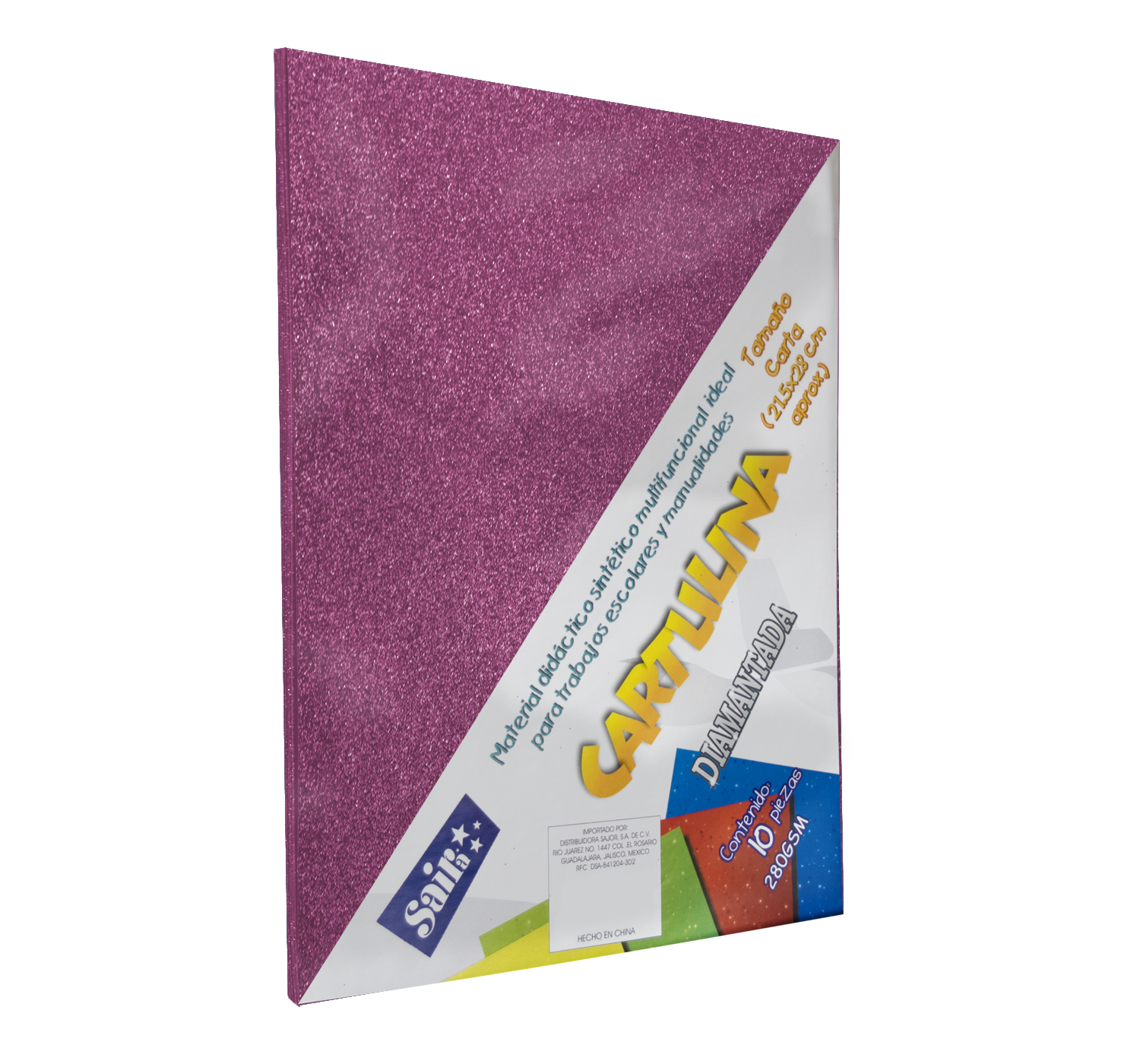 CARTULINA C/DIAMAN.CARTA C/10 RS P.SAIRA 152067 280GR ROSA PA