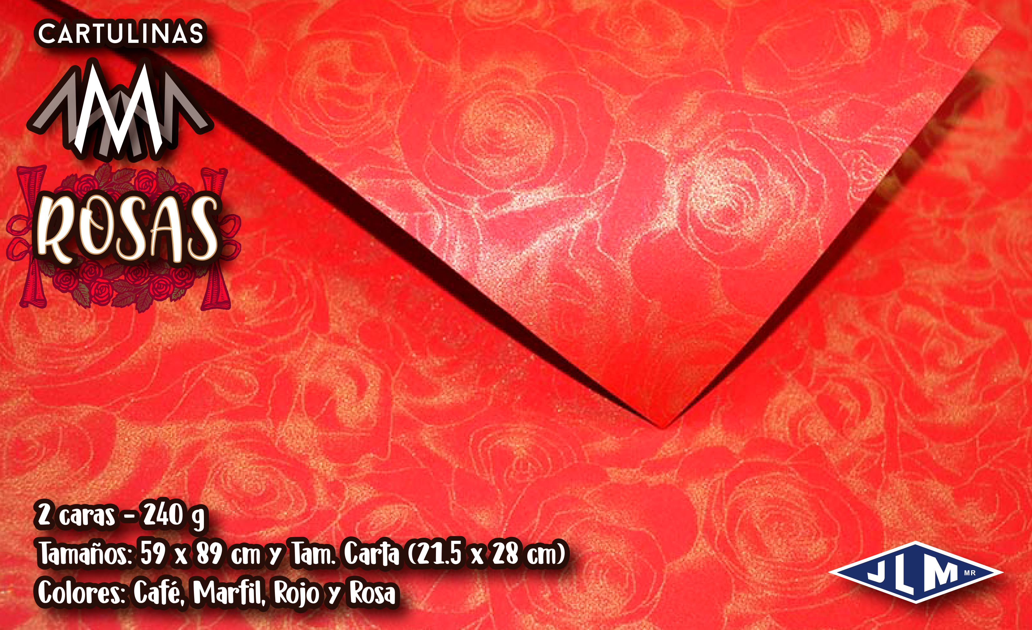 CARTULINA CTA MET.ROSAS ROJO       C/100 201519 200253 2058-4