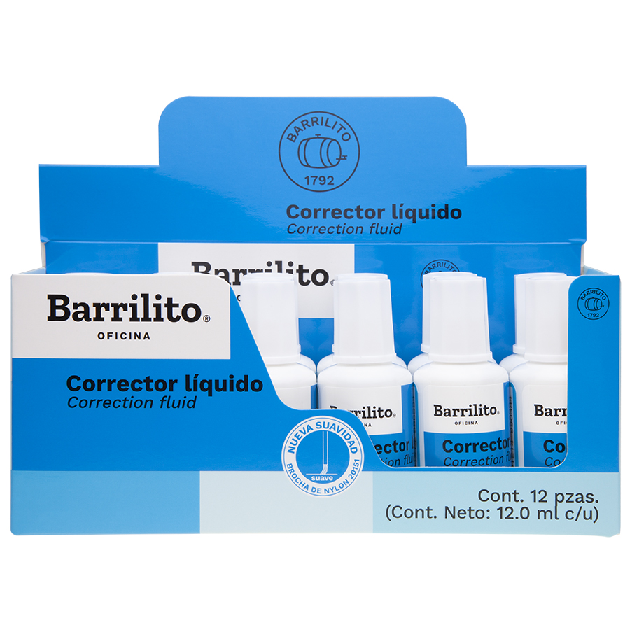 CORRECTOR LIQUIDO BCO. 12ML    BARRILITO